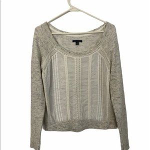 American Eagle Gray Lace Embellished Heather Cream/Gray Sweatshirt Size medium